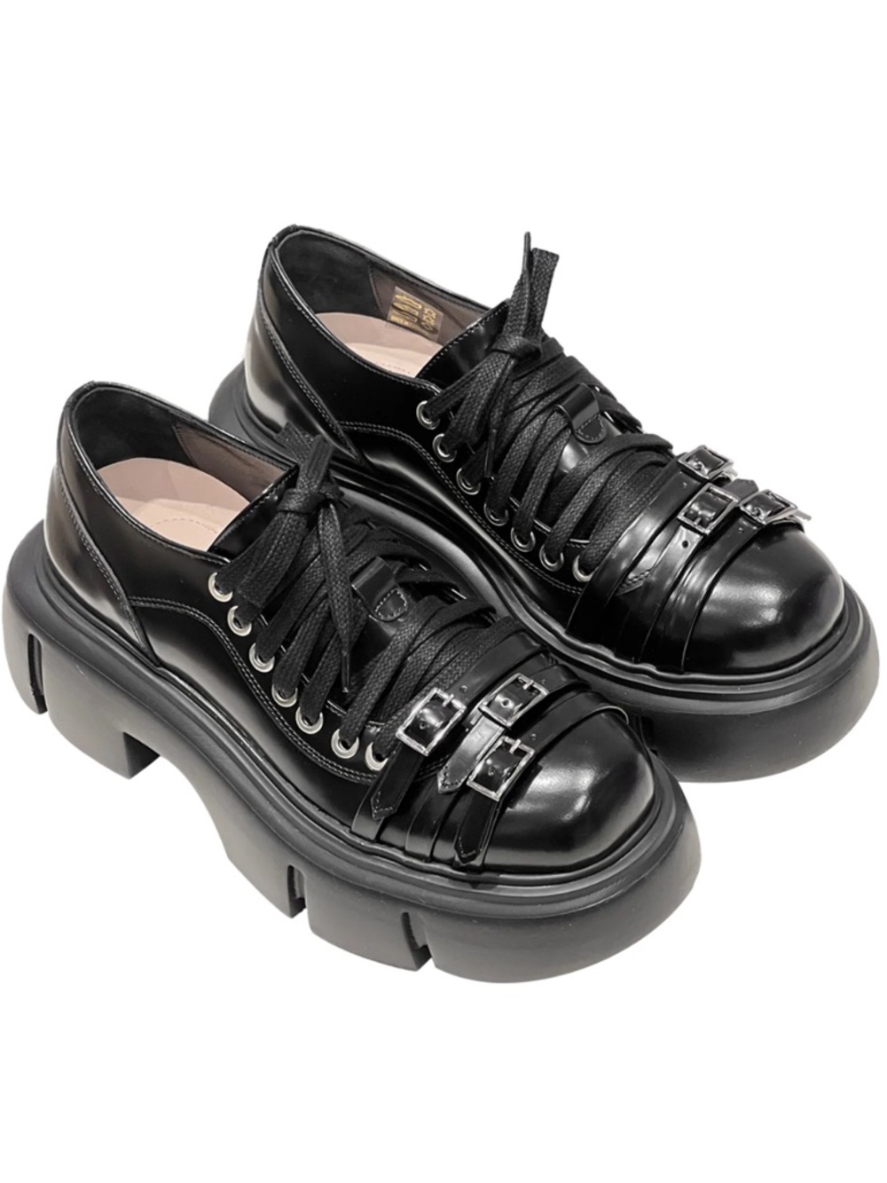 New Simone Rocha Buckle-strap Platform Boots In Black Size 37